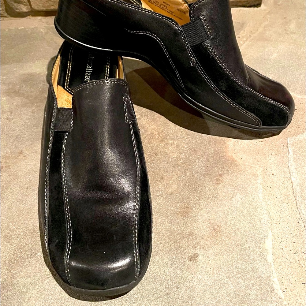 Naturalizer Woah Women Black Leather Suede Slip On Mule Shoe Size 8.5M